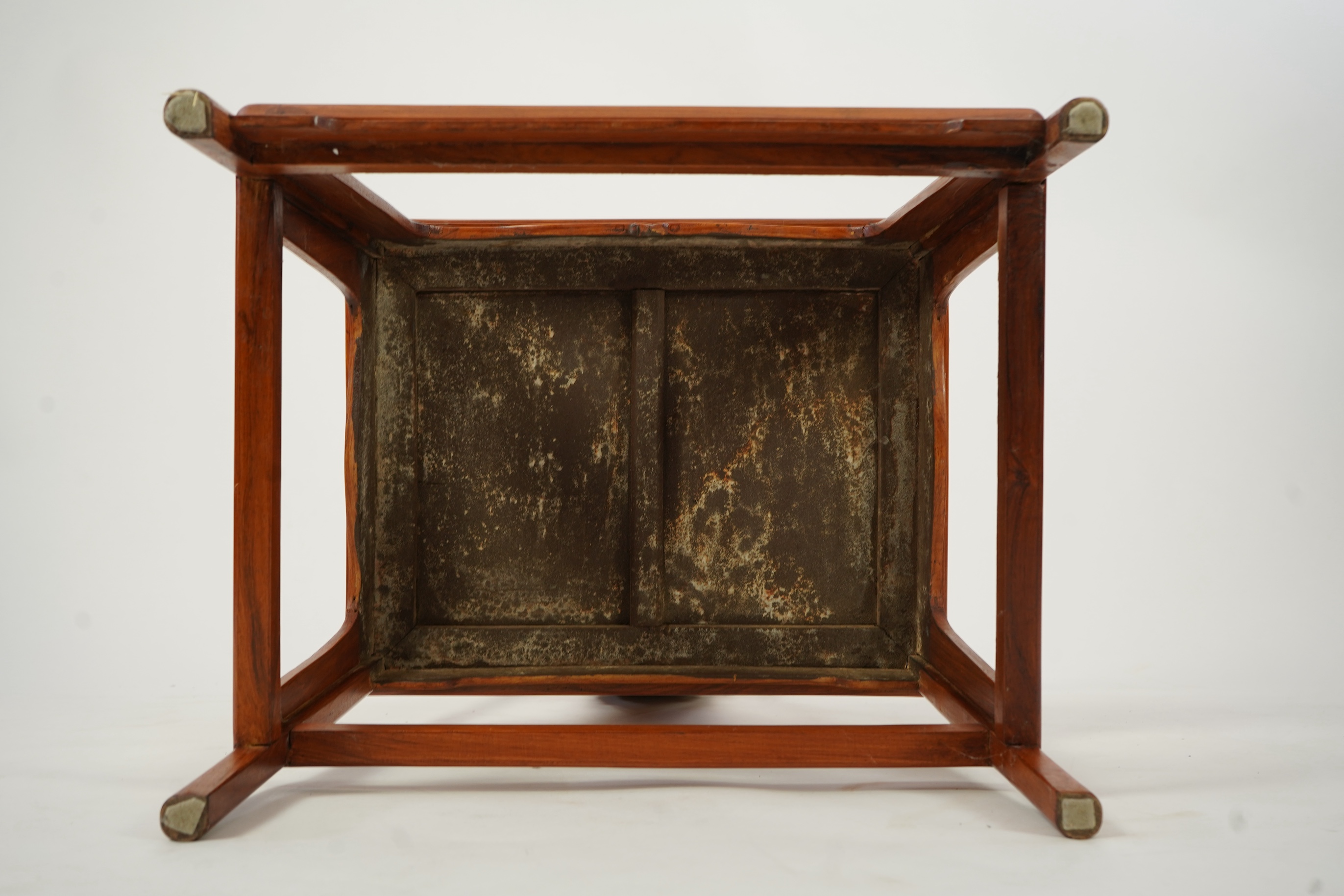 A Chinese huanghuali and brass mounted horseshoe-back armchair, quanyi, late 19th century